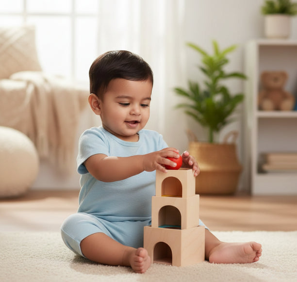 Buy Wooden block set - Stacking, Nesting and Object Permanence Learning Toy Online - Lillbud 