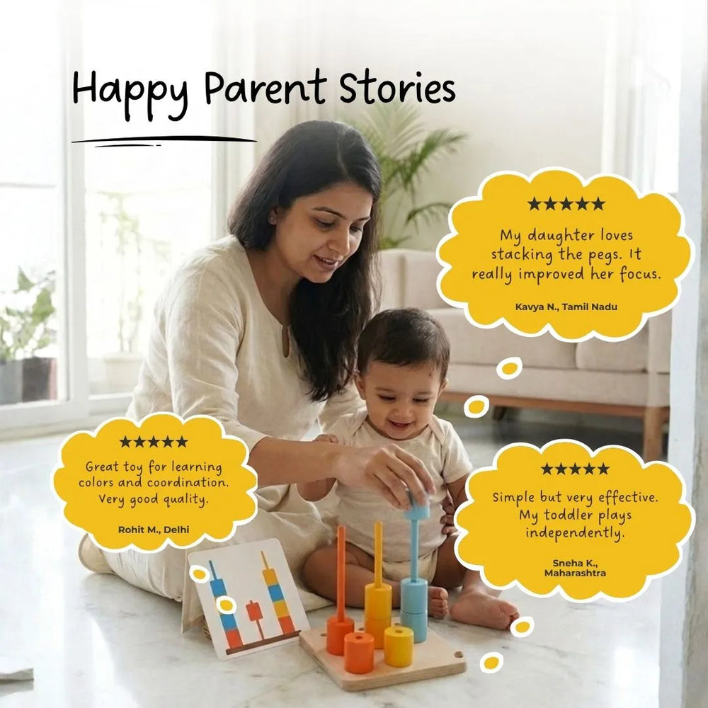 Peg Board - Stack and sort with 8 pattern cards